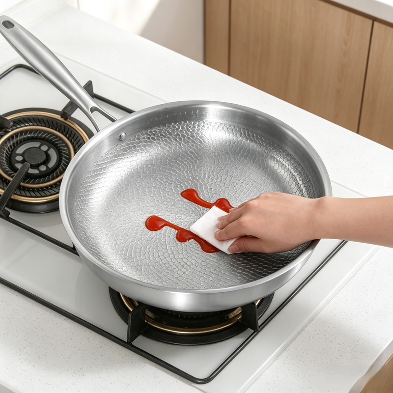 Home Cooking Cookbook - Sartén de titanio puro sin recubrimiento